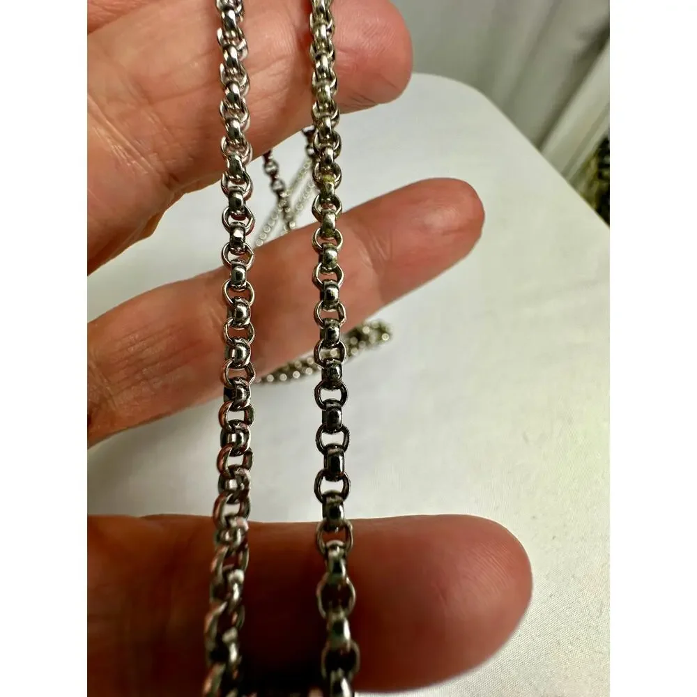 Rare Vintage JCP STER Sterling Silver Apostles Cross Necklace 42g Endless Chain